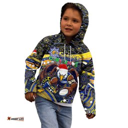 Merry Christmas AFL Eagles Kid Hoodie Aboriginal Santa Football Mascot