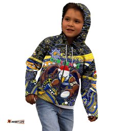 Merry Christmas AFL Eagles Kid Hoodie Aboriginal Santa Football Mascot