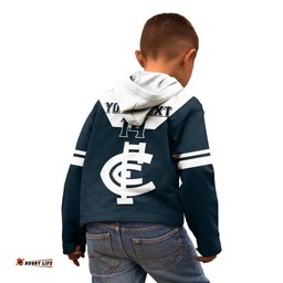 Personalised Carlton Football Kid Hoodie Go Blues Navy Simple Style