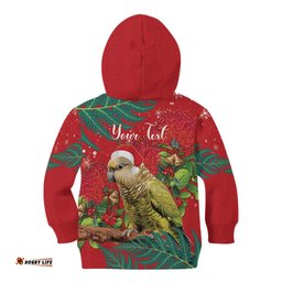 Personalised New Zealand Kakapo Christmas Kid Hoodie Meri Kirihimete Silver Fern Mix Pohutukawa