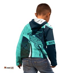 Matildas Soccer Kid Hoodie 2024 Happy Australia Day Kangaroo Aussie Proud Turquoise