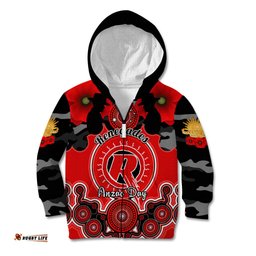 Melbourne Renegades ANZAC 2024 Kid Hoodie Lest We Forget Poppy Mix Camouflage