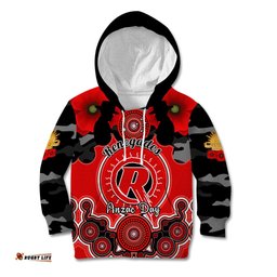 Melbourne Renegades ANZAC 2024 Kid Hoodie Lest We Forget Poppy Mix Camouflage