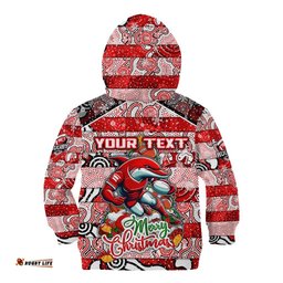 Custom Dolphins Rugby Merry Christmas Kid Hoodie Indigenous Australian Art