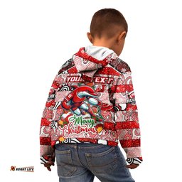 Custom Dolphins Rugby Merry Christmas Kid Hoodie Indigenous Australian Art