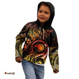 New Zealand Kid Hoodie Aotearoa Kiwi Bird Maori Fern Tattoo Arty