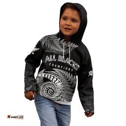 New Zealand Rugby Kid Hoodie Aotearoa Silver Ferns Champions