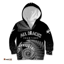 New Zealand Rugby Kid Hoodie Aotearoa Silver Ferns Champions