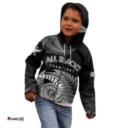 New Zealand Rugby Kid Hoodie Aotearoa Silver Ferns Champions