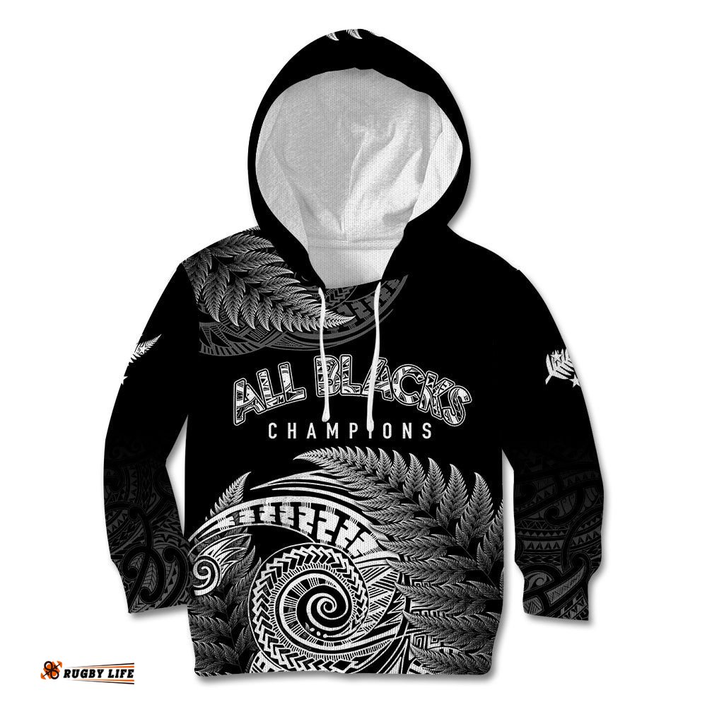 New Zealand Rugby Kid Hoodie Aotearoa Silver Ferns Champions