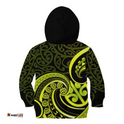 Lime Green New Zealand Mangopare Kid Hoodie Aotearoa Maori Koru Style