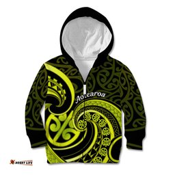 Lime Green New Zealand Mangopare Kid Hoodie Aotearoa Maori Koru Style