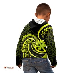 Lime Green New Zealand Mangopare Kid Hoodie Aotearoa Maori Koru Style