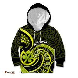 Lime Green New Zealand Mangopare Kid Hoodie Aotearoa Maori Koru Style