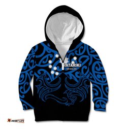 Matariki New Zealand Kid Hoodie Maori New Year Blue