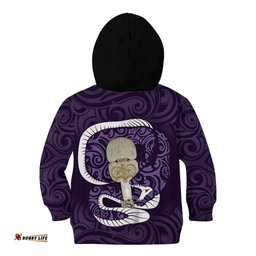 Purple New Zealand Eel Kid Hoodie Aotearoa Maori Tuna With Kotiate Weapon