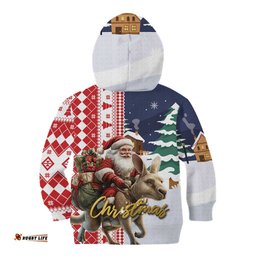Kangaroo Australia Christmas Kid Hoodie Xmas Pattern