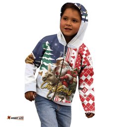 Kangaroo Australia Christmas Kid Hoodie Xmas Pattern