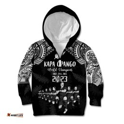 NZ Rugby Kid Hoodie Kapa Opango Maori Haka With Years of The All Black Champions