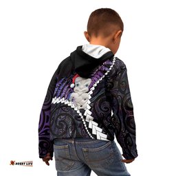 New Zealand Personalised Kid Hoodie Meri Kirihimete Kowhaiwhai Mix Paua Shell Amethys