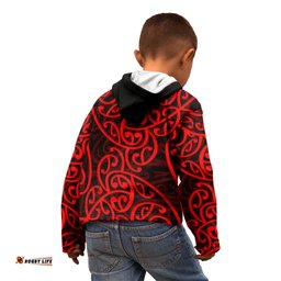 New Zealand Kid Hoodie Maori Pattern Red