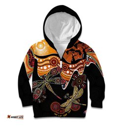 Dragonfly Aboriginal Australia Kid Hoodie Indigenous Art