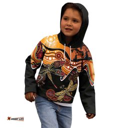 Dragonfly Aboriginal Australia Kid Hoodie Indigenous Art
