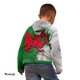 Kid Wales Celtic Zip Up Hoodie Grunge Dragon