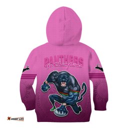 Panthers Premier Kid Hoodie Mascot with NRL Trophy Pink Version