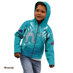 NAIDOC Week Kid Hoodie For Our Elders Torres Strait Dolphin Aboriginal Dot Arts