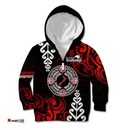 New Zealand Waitangi Day Personalised Kid Hoodie Aotearoa Te Ra O Waitangi With Maori Tattoo