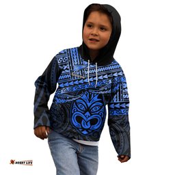 Matariki New Zealand Kid Hoodie Maori New Year Tiki Blue Version