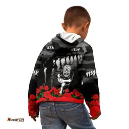 New Zealand ANZAC Rugby Kid Hoodie Silver Fern All Black Camouflage Mix Poppy