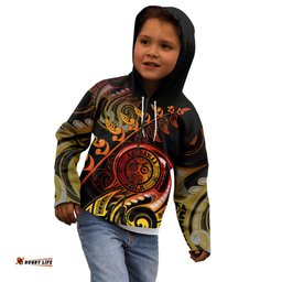 New Zealand Kid Hoodie Aotearoa Wisdom Face Maori Fern Tattoo Arty