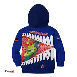 New Zealand Waitangi Day Kid Hoodie NZ Maori Tui Bird With Kowhai Flowers