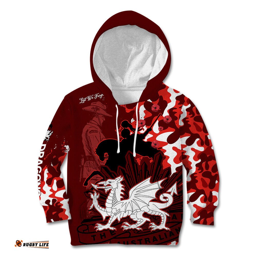NRL ANZAC St Dragons Kid Hoodie Camouflage