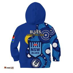 Blues Rugby NAIDOC Hoodie KID NSW For Our Elders Indigenous Art