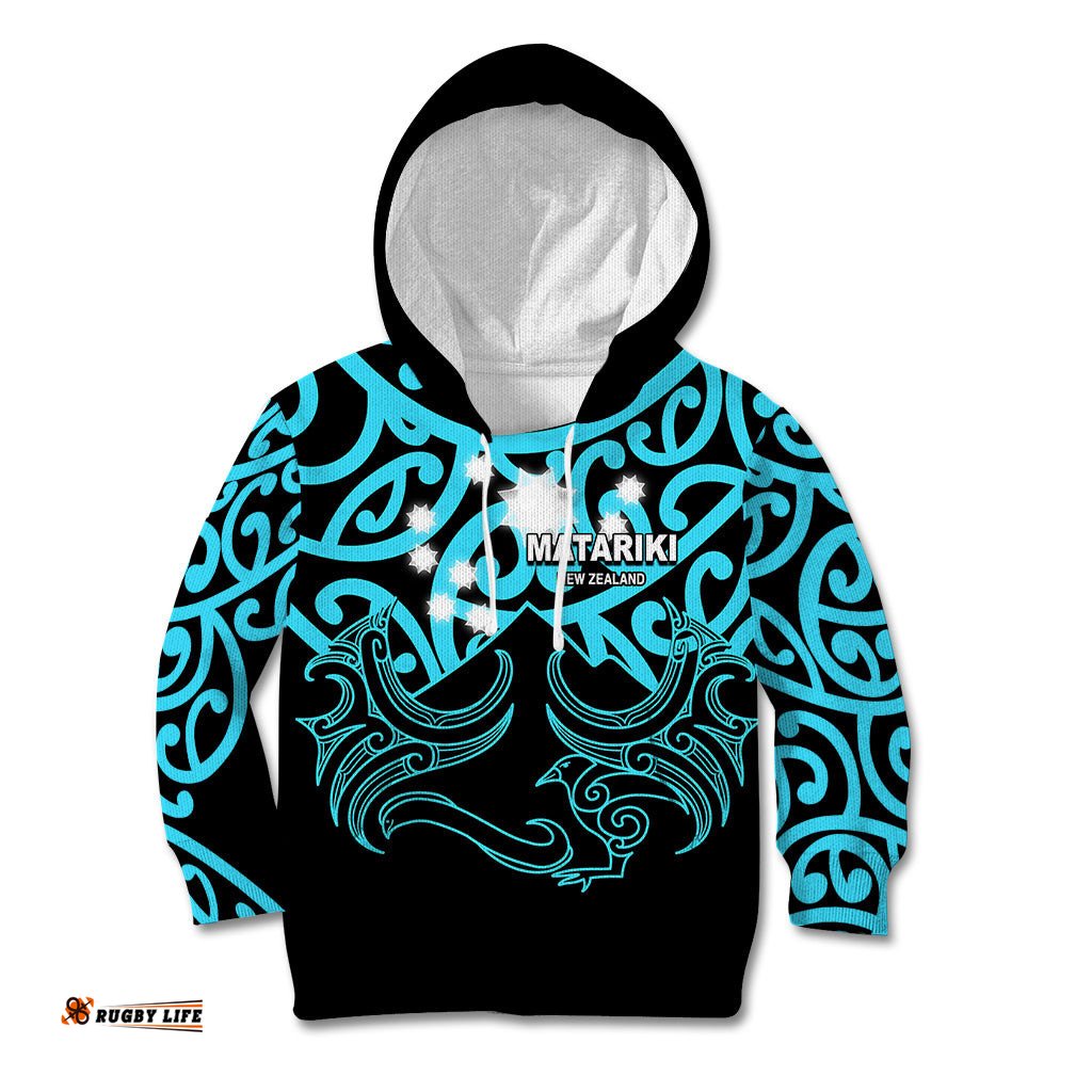 Matariki New Zealand Kid Hoodie Maori New Year Light Blue