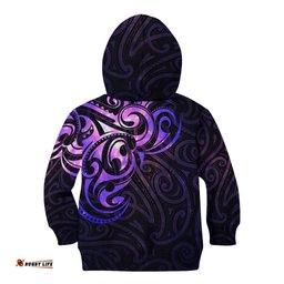 New Zealand Kid Hoodie Maori Matariki Galaxy Sky Purple