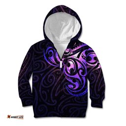 New Zealand Kid Hoodie Maori Matariki Galaxy Sky Purple