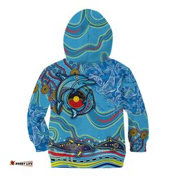 Dolphins Aboriginal Art Map Flag Australia Kid Hoodie