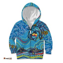 Dolphins Aboriginal Art Map Flag Australia Kid Hoodie