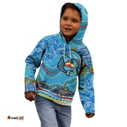 Dolphins Aboriginal Art Map Flag Australia Kid Hoodie