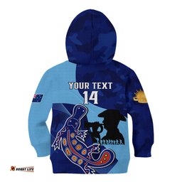 Custom NSW Blues ANZAC Day Kid Hoodie Australian Platypus Mix Camouflage