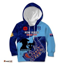 Custom NSW Blues ANZAC Day Kid Hoodie Australian Platypus Mix Camouflage
