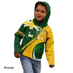 Matildas Soccer Kid Hoodie 2024 Happy Australia Day Kangaroo Aussie Proud National Color