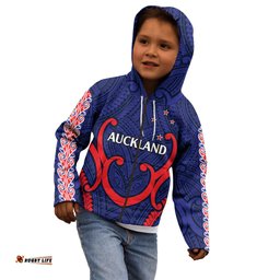 New Zealand Auckland Cricket Kid Hoodie Polynesian with Maori Koru