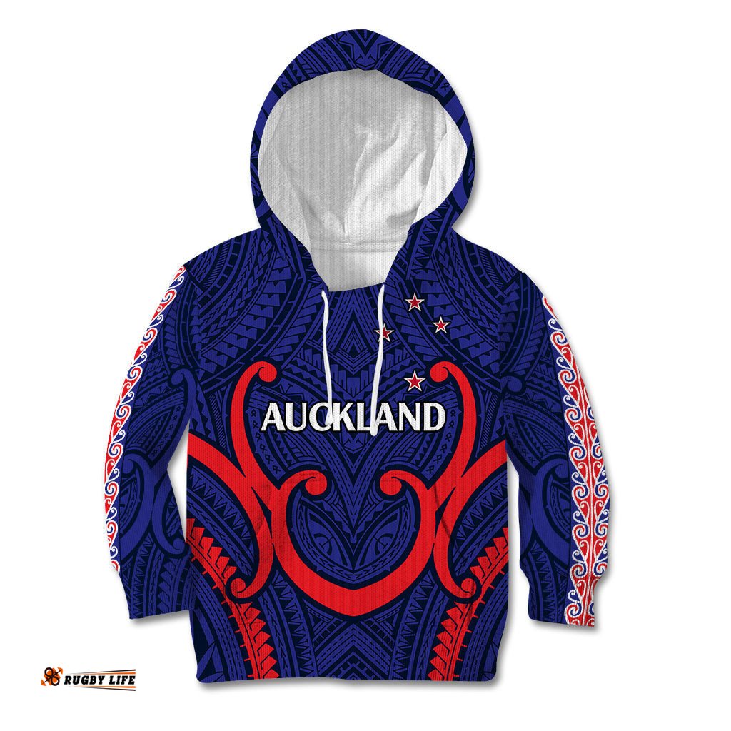 New Zealand Auckland Cricket Kid Hoodie Polynesian with Maori Koru