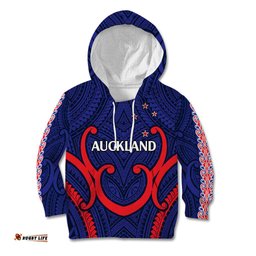 New Zealand Auckland Cricket Kid Hoodie Polynesian with Maori Koru