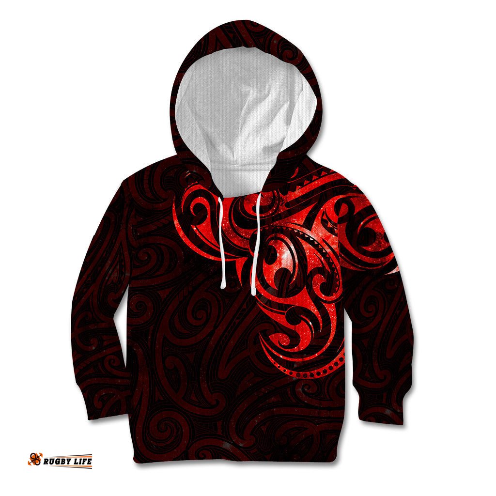 New Zealand Kid Hoodie Maori Matariki Galaxy Sky Red